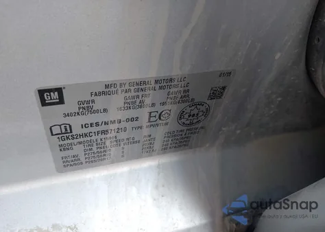 2015 GMC Yukon Xl 1500 Slt z USA, uszkodzony, nr VIN 1GKS2HKC1FR571210